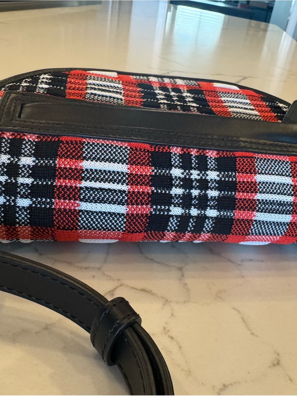 Burberry Red Black White Plaid Mini Shoulder Bag - Picture 11 of 12